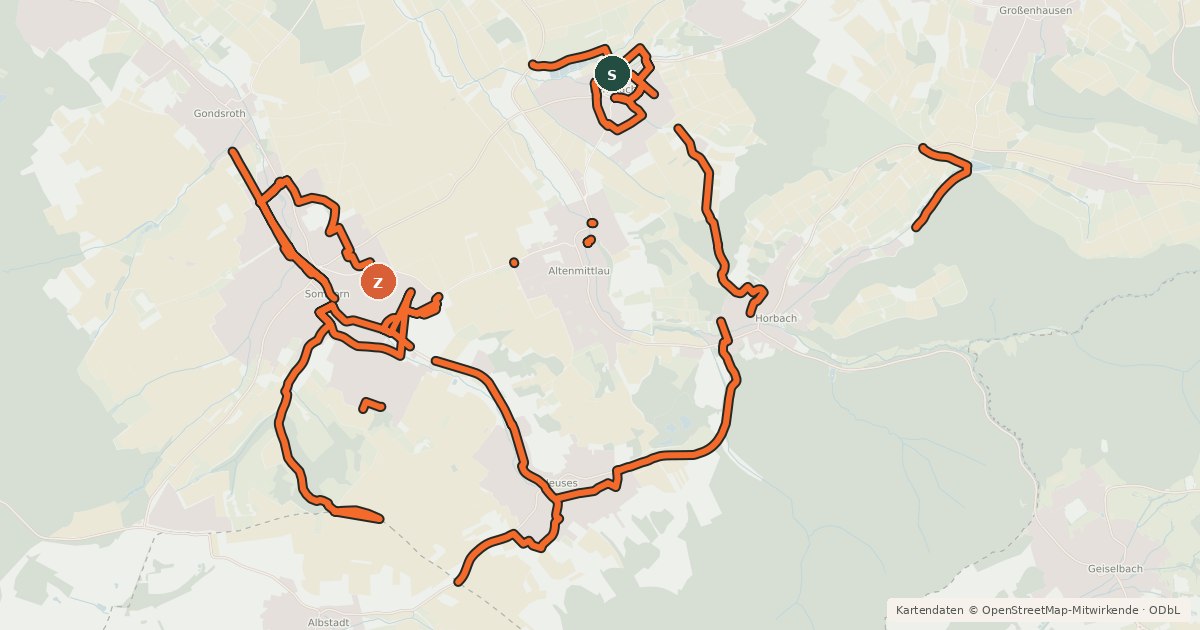 Kartenübersicht der Radroute Fahrradnetz Freigericht