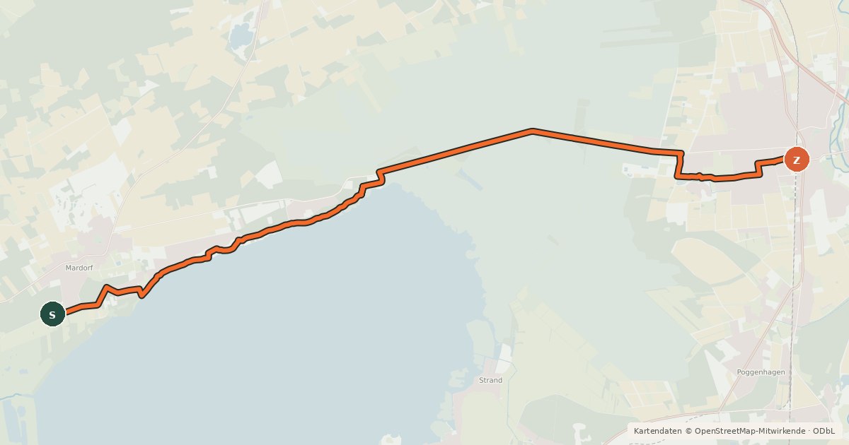 Kartenübersicht der Radroute Fahrradregion Hannover - Regionsring (Verbindung Bahnhof Neustadt - Mardorf).