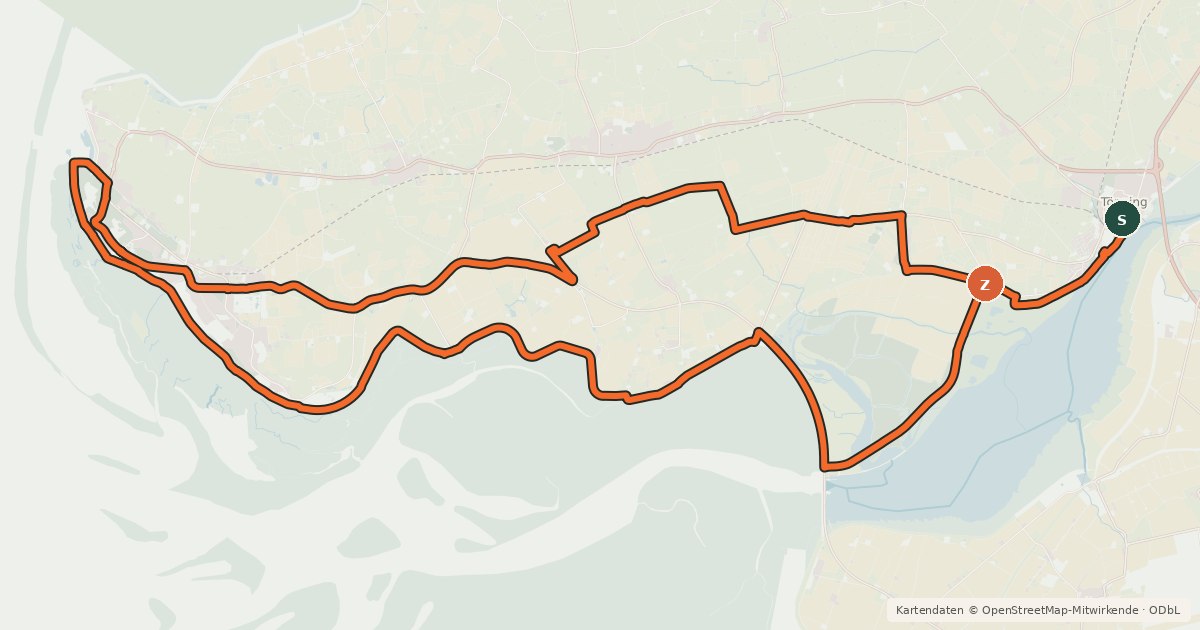 Kartenübersicht der Radroute Fahrradtour 3 – Nationalpark Wattenmeer