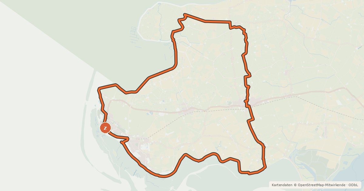 Kartenübersicht der Radroute Fahrradtour 4 – Westliches Eiderstedt