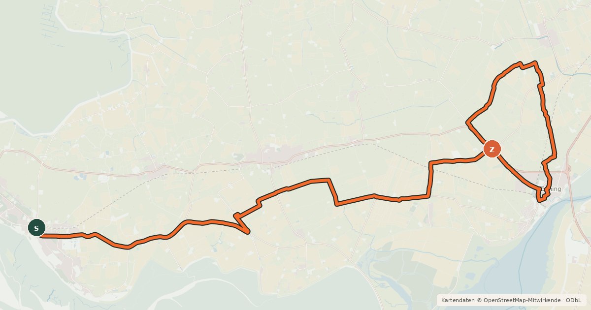 Kartenübersicht der Radroute Fahrradtour 9 – Historisches Eiderstedt