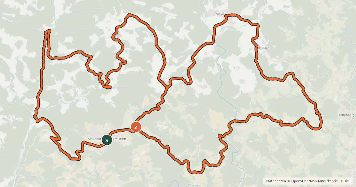 Kartenübersicht der Radroute Falkenhof Radroute