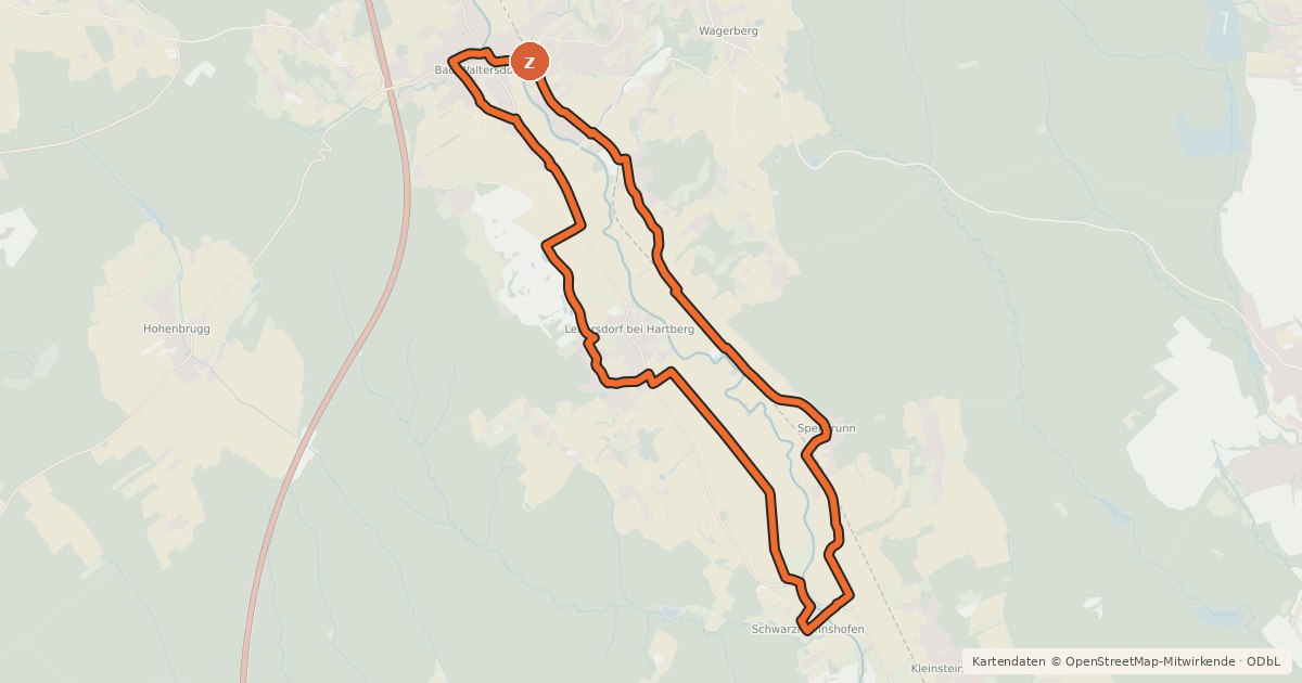 Kartenübersicht der Radroute Familien-Radweg