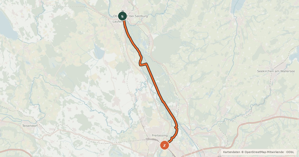 Kartenübersicht der Radroute Familienradweg