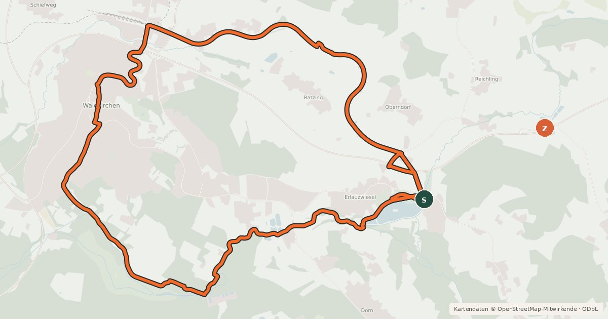 Kartenübersicht der Radroute Familientour 1