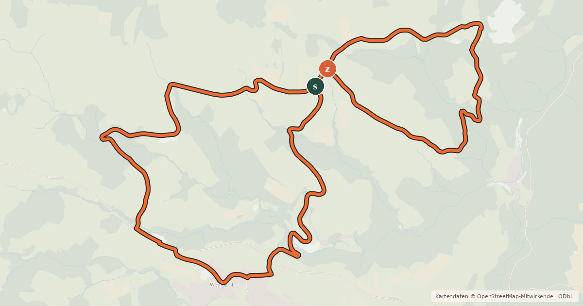 Kartenübersicht der Radroute FamilyBike Wenigzell - Wadlzwicker Runde