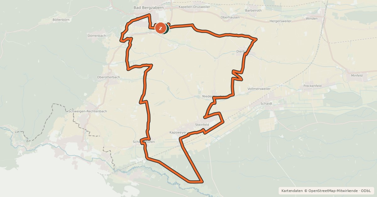 Kartenübersicht der Radroute Fassbodentour 1