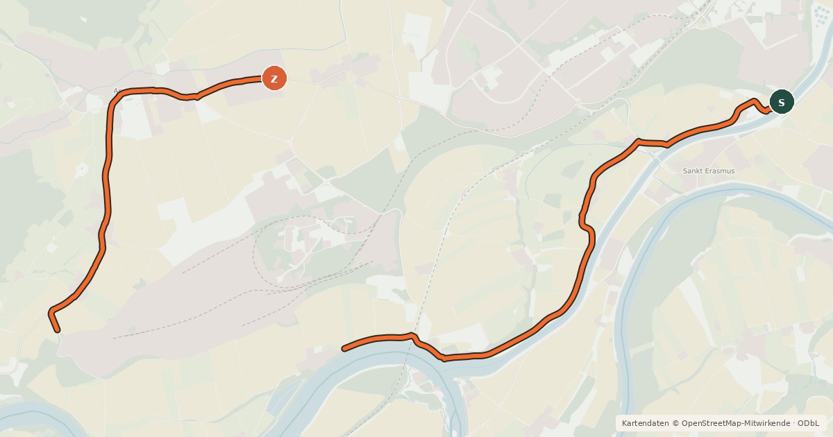 Kartenübersicht der Radroute Feierabend Runde