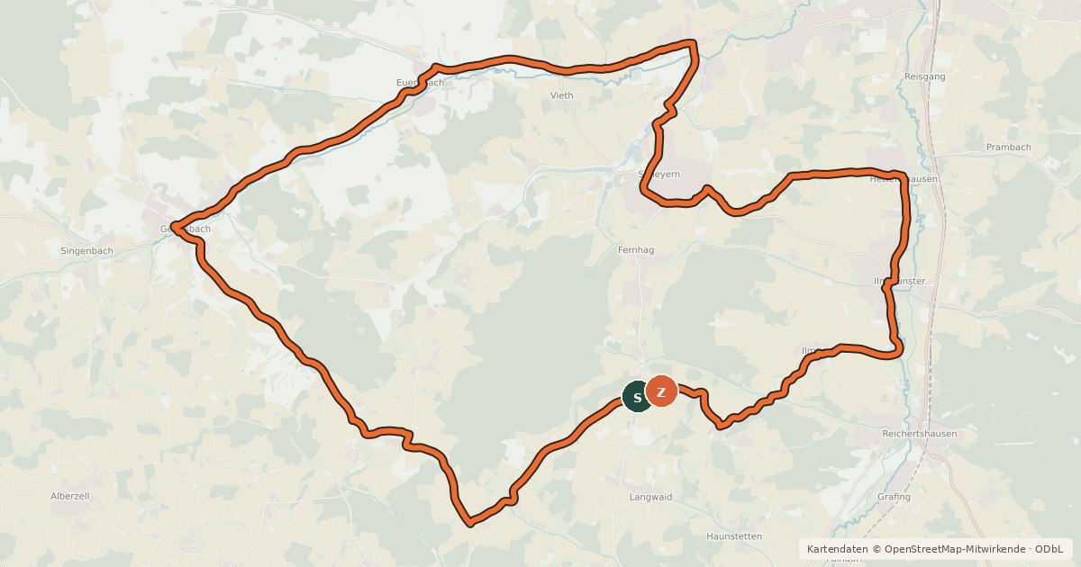 Kartenübersicht der Radroute Feierabendstrampler West