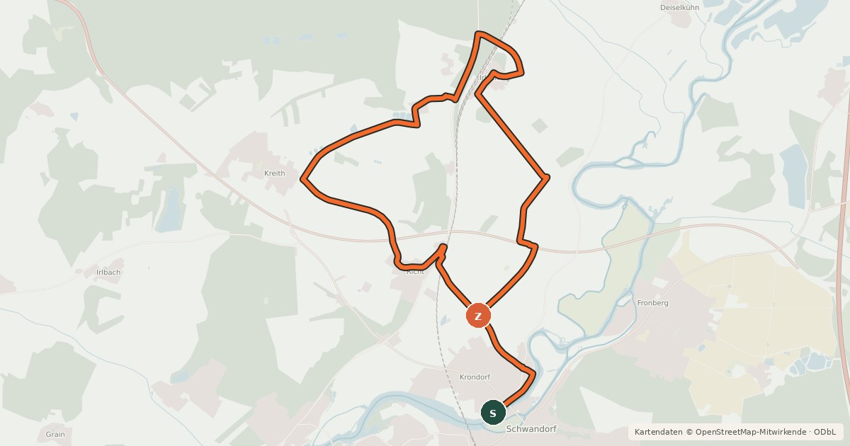 Kartenübersicht der Radroute Feierabendtour