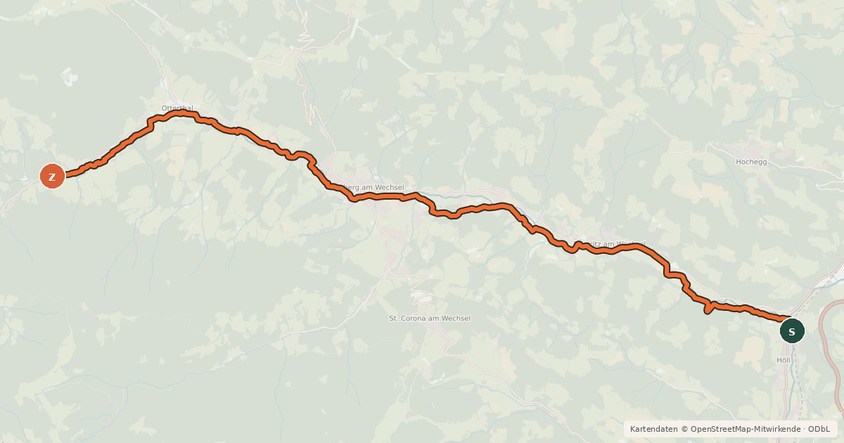 Kartenübersicht der Radroute Feistritztal Radweg
