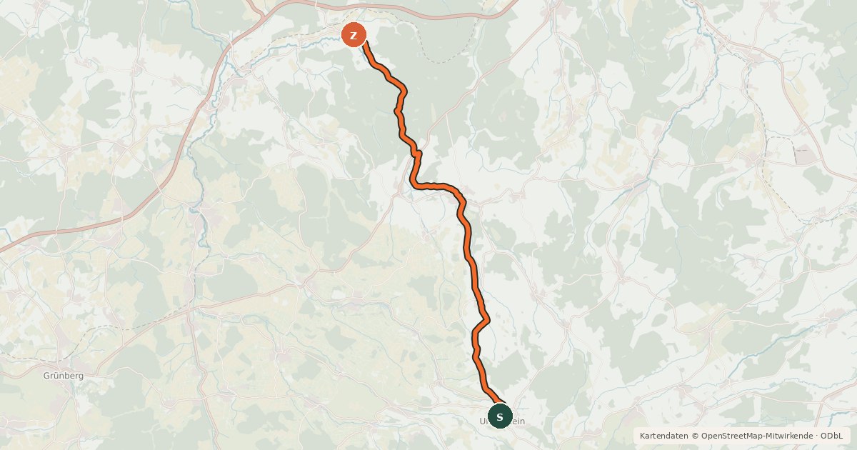 Kartenübersicht der Radroute Felda-Tour