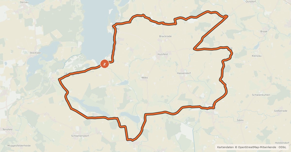 Kartenübersicht der Radroute Felder-Tour