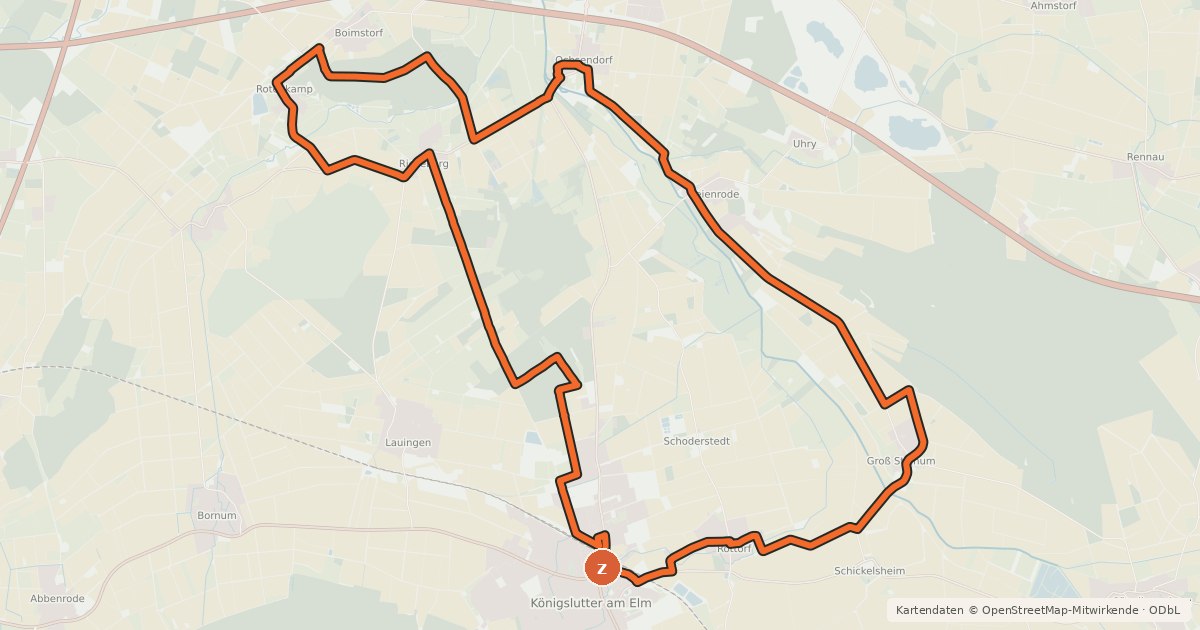 Kartenübersicht der Radroute FEMO-Nord Lutterheide
