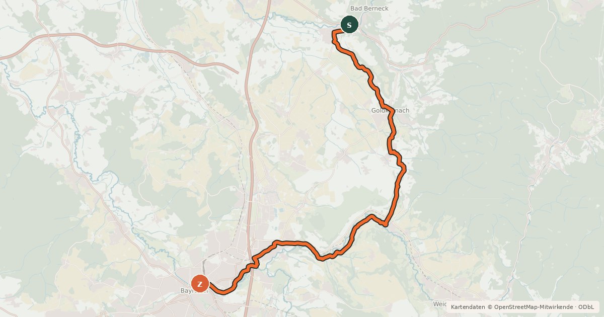 Kartenübersicht der Radroute Fichtelgebirgs-Radweg