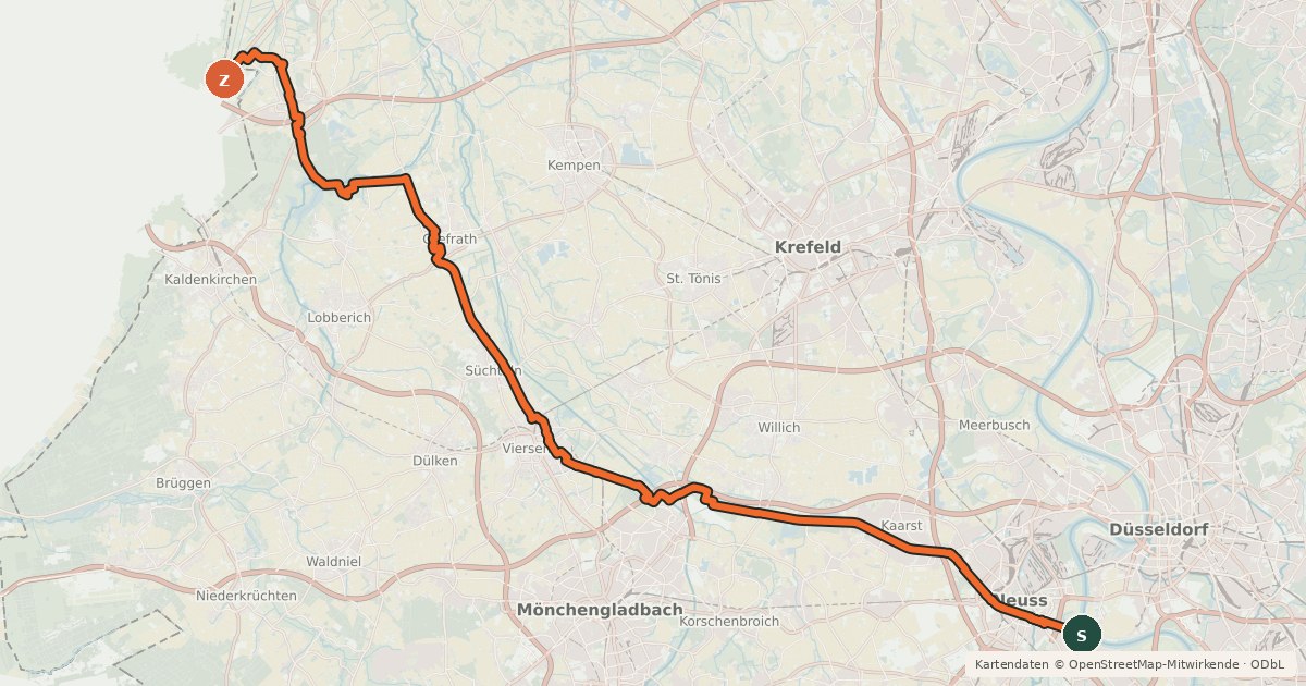 Kartenübersicht der Radroute Fietsallee am Nordkanal