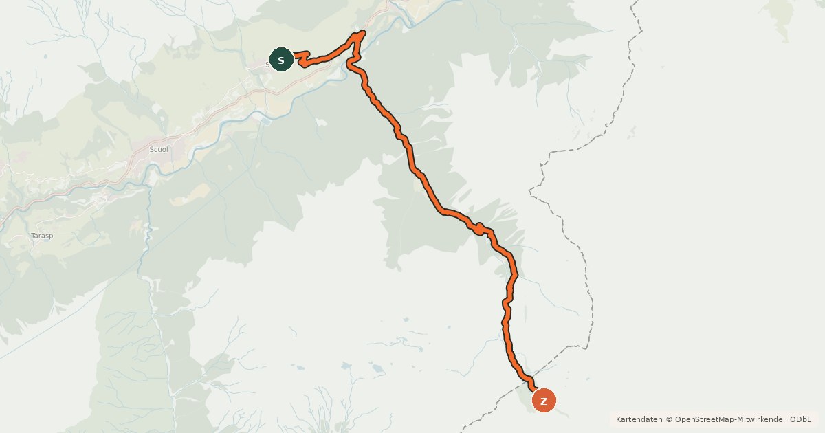 Kartenübersicht der Radroute Fimberpass - Val d'Uina - Reschenpass