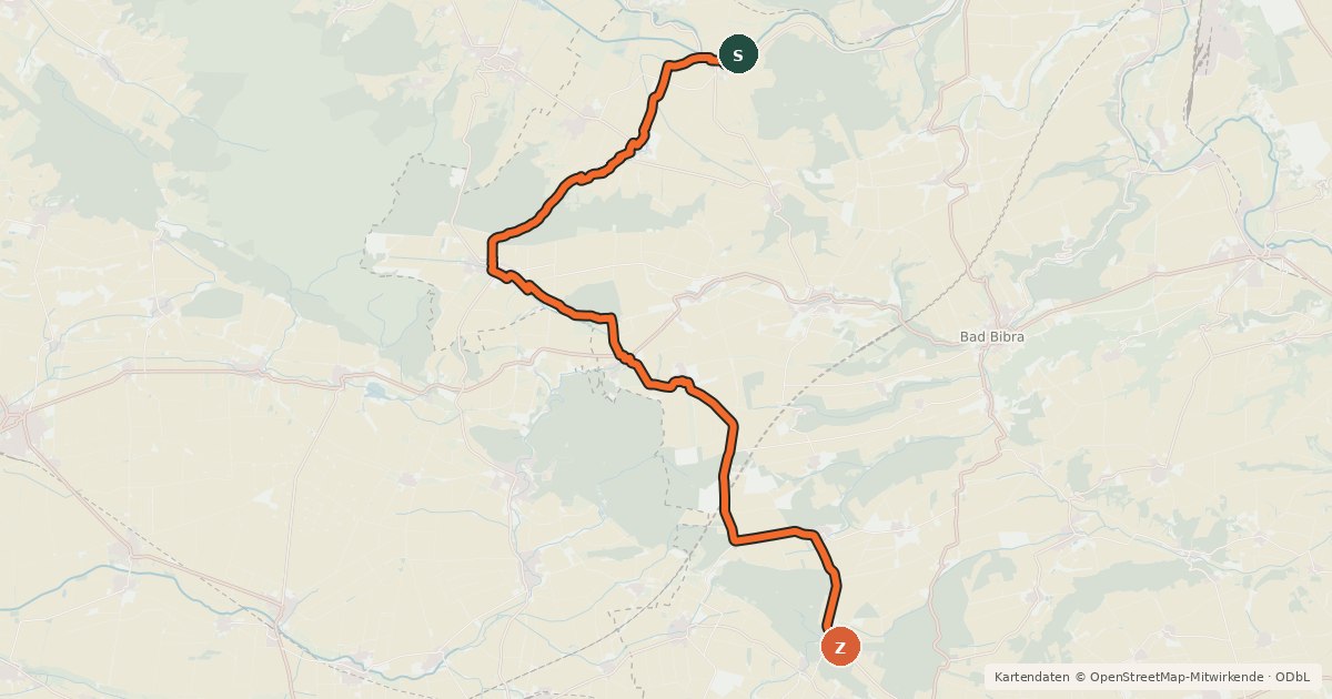 Kartenübersicht der Radroute Finne Radweg