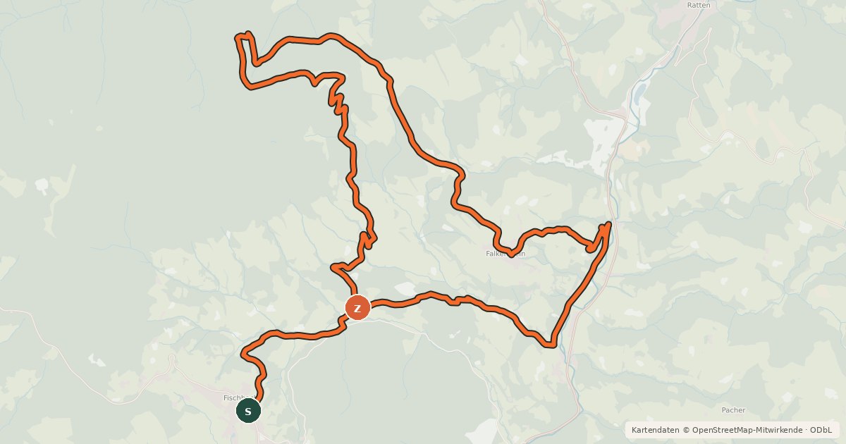 Kartenübersicht der Radroute Fisch-Biker-Tour