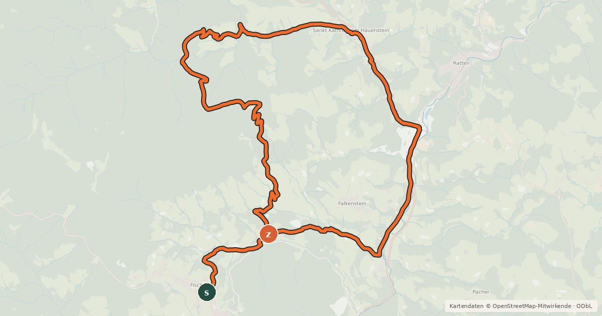 Kartenübersicht der Radroute Fischbacher Alpentour