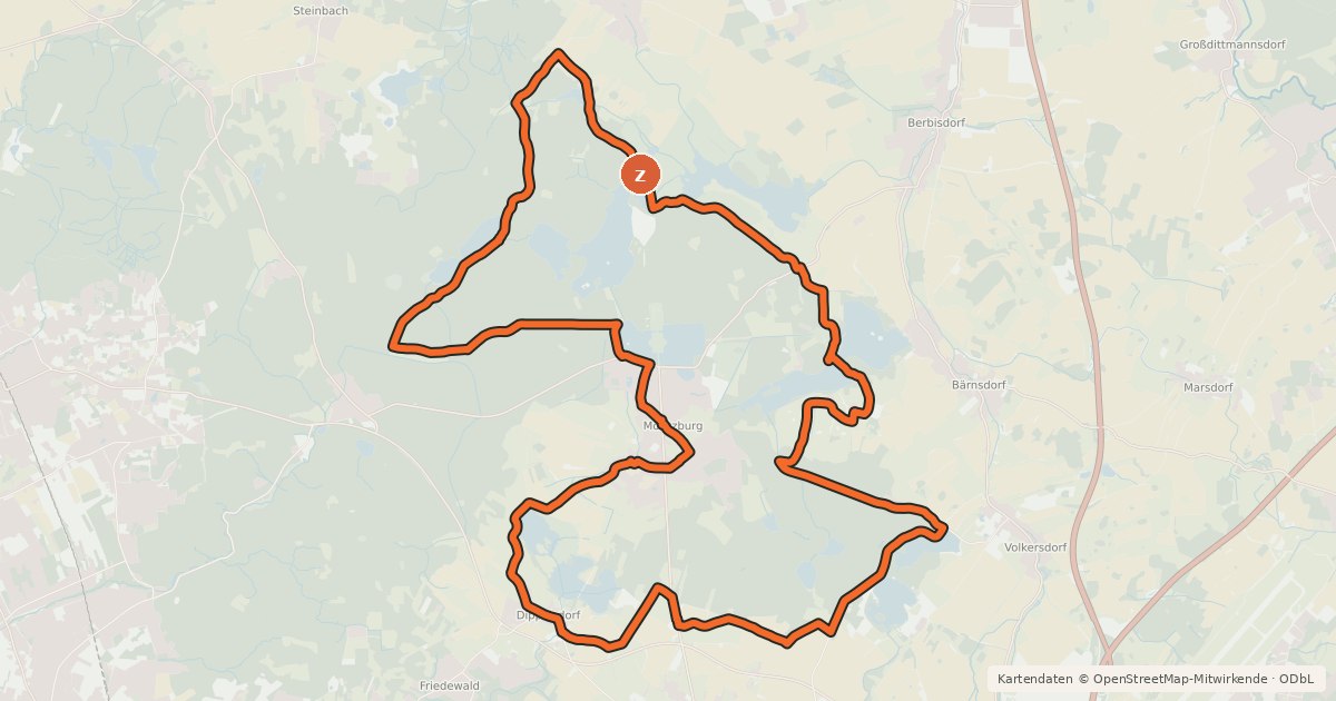 Kartenübersicht der Radroute Fischer-Route