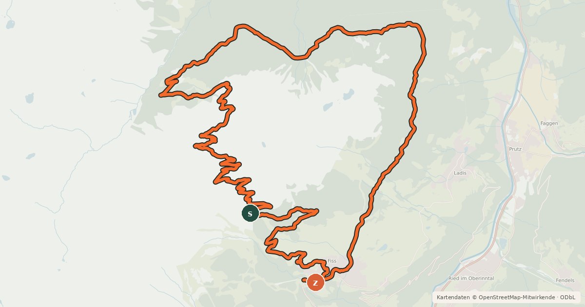 Kartenübersicht der Radroute Fisserjoch Tour