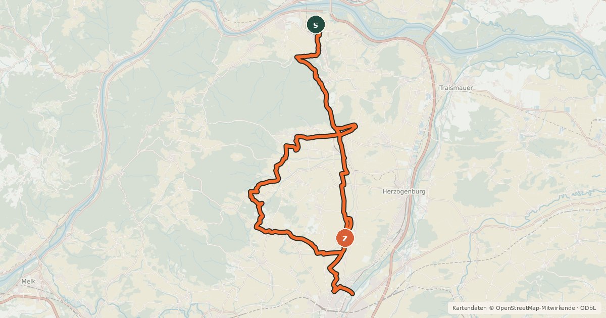 Kartenübersicht der Radroute Fladnitztal-Radroute