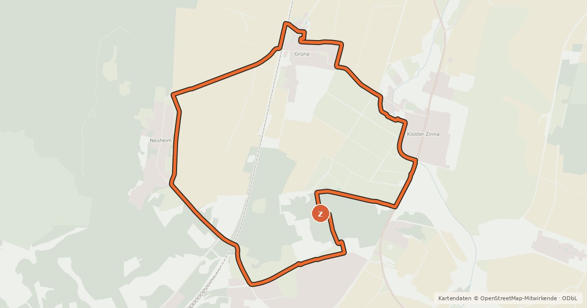 Kartenübersicht der Radroute Fläming-Skate RK3
