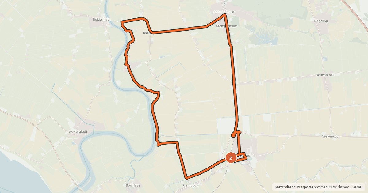 Kartenübersicht der Radroute Fleth-Tour