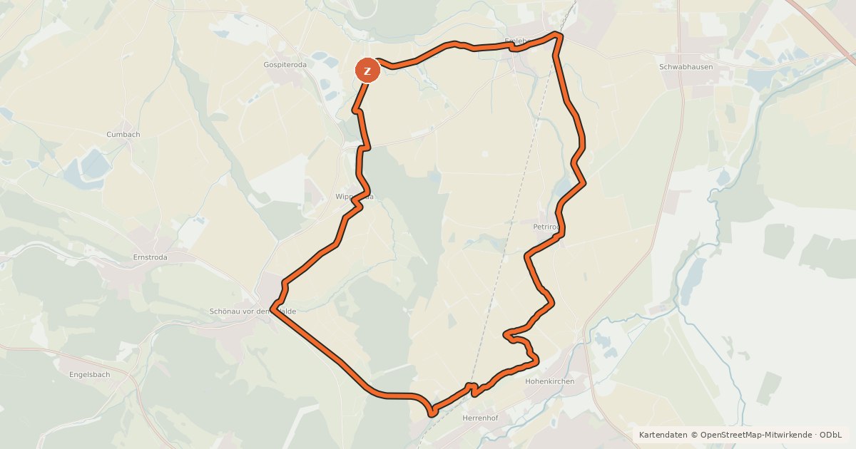 Kartenübersicht der Radroute Flößgrabenrundweg