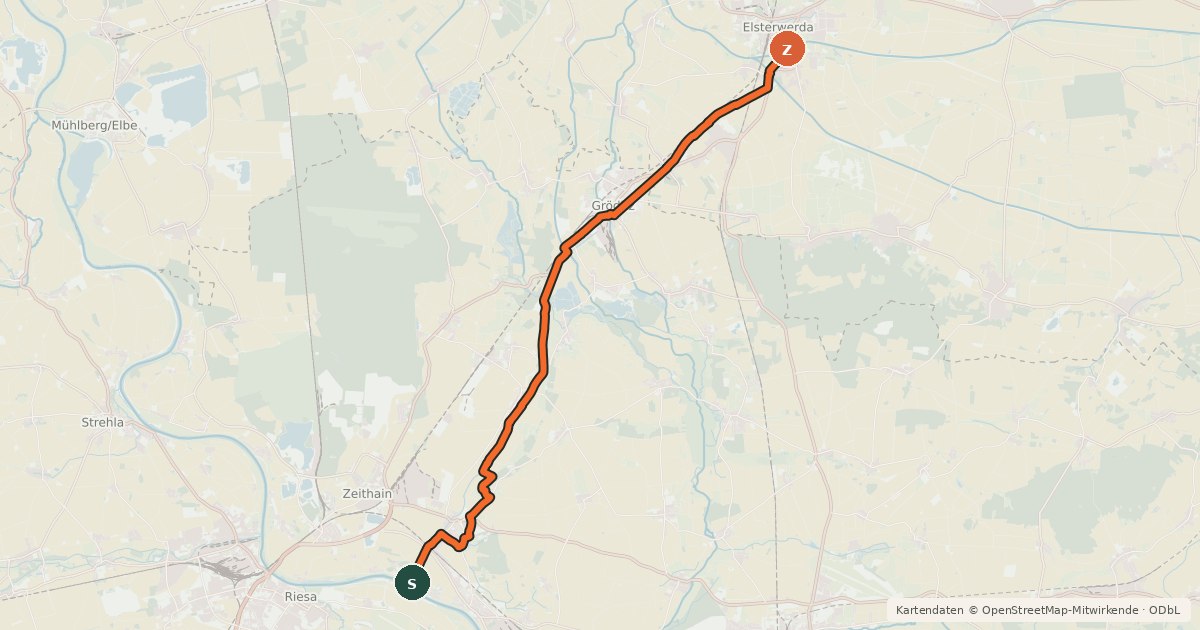 Kartenübersicht der Radroute Floßkanalroute