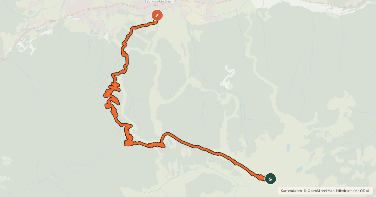 Kartenübersicht der Radroute Flow Country Trail Bad Kleinkirchheim