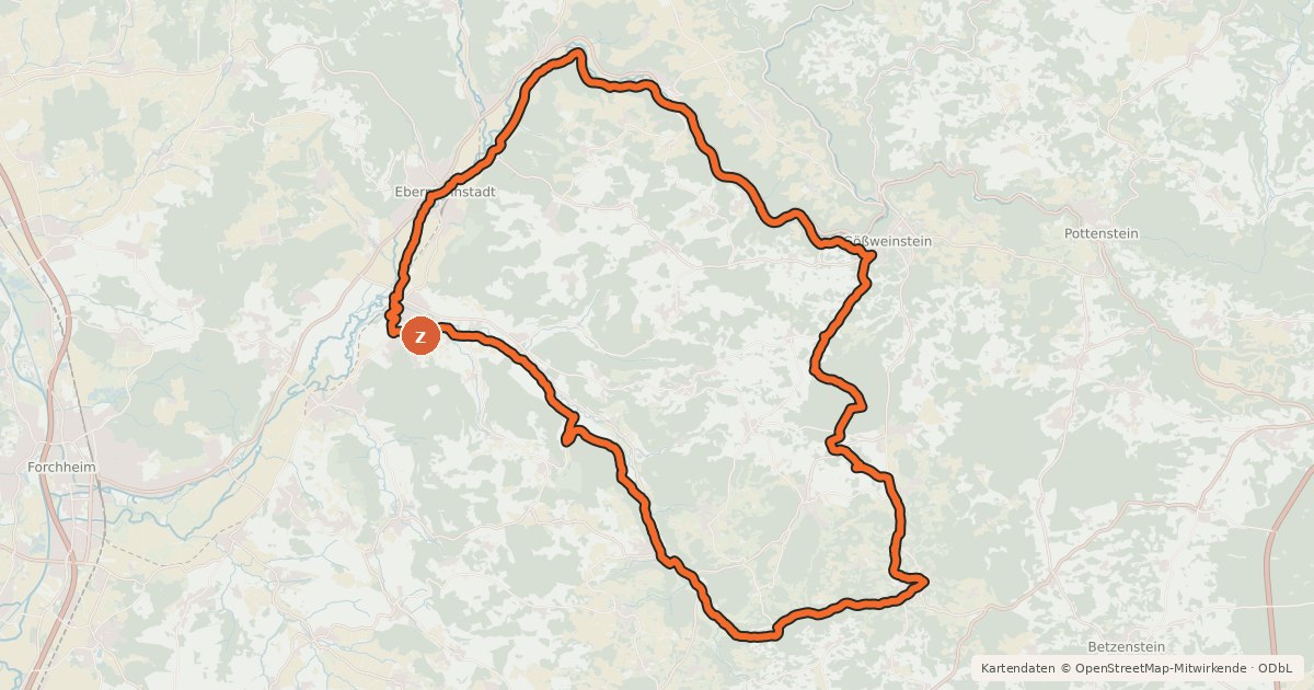 Kartenübersicht der Radroute FO10 Radrundweg
