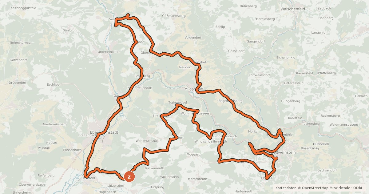 Kartenübersicht der Radroute FO11 Radrundweg