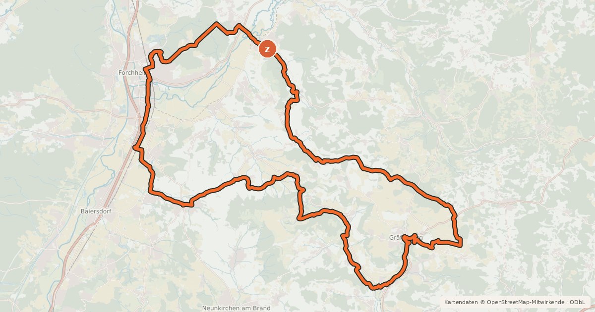 Kartenübersicht der Radroute FO12 Radrundweg