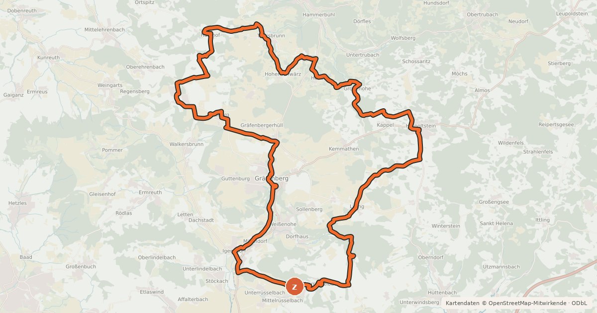 Kartenübersicht der Radroute FO7 Radrundweg