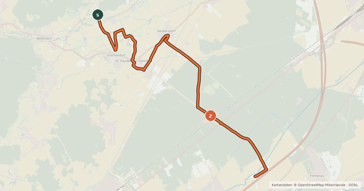 Kartenübersicht der Radroute Föhrenwald Radwanderweg (Verbindung Schwarzatalweg - Hohe Wandweg)