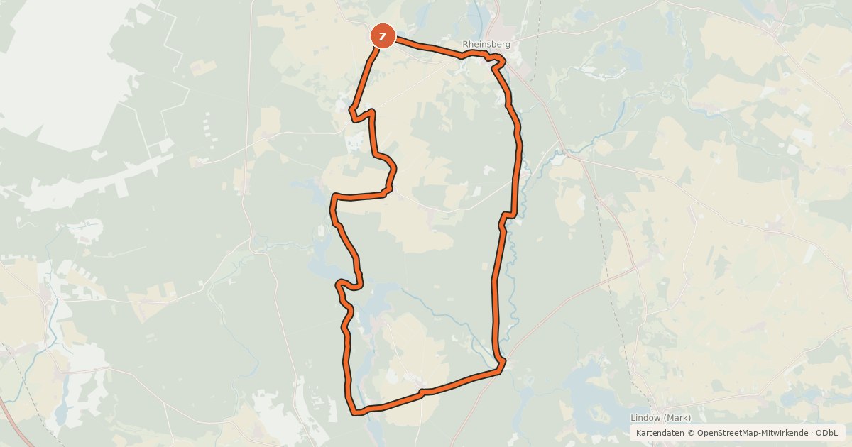 Kartenübersicht der Radroute Fontane.Rad 1. Tagestour