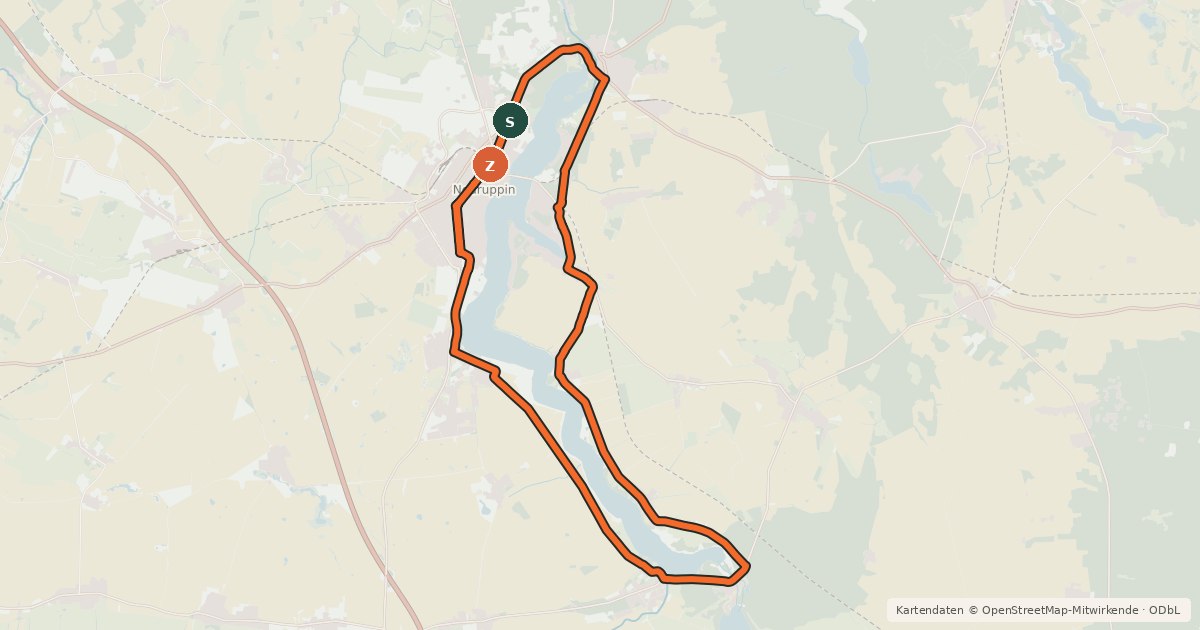 Kartenübersicht der Radroute Fontane.Rad 3. Tagestour