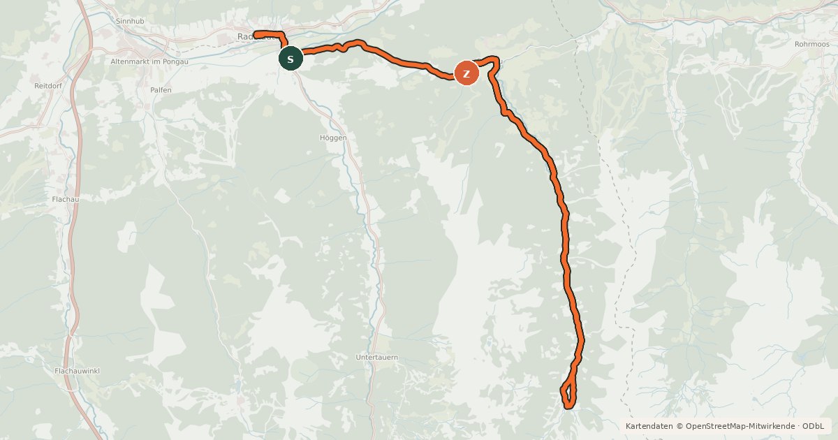 Kartenübersicht der Radroute Forstauwinkl Route
