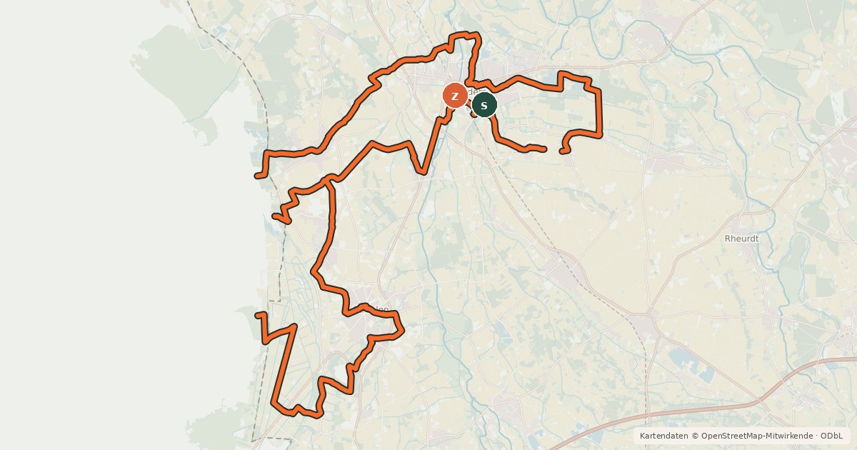 Kartenübersicht der Radroute Fossa-Route