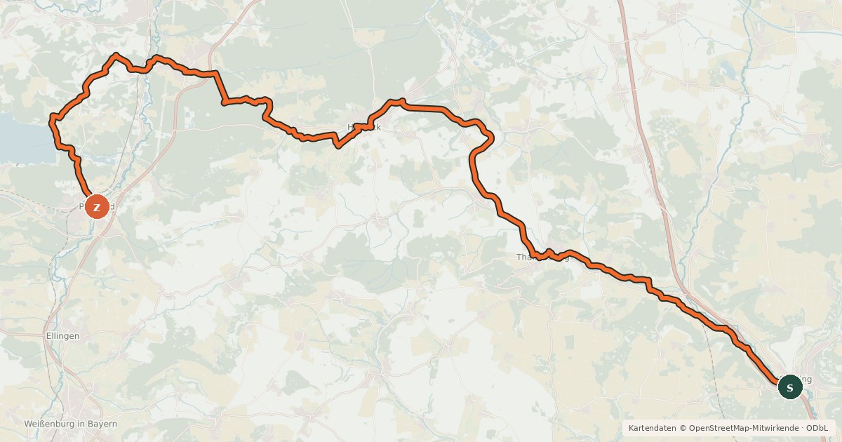 Kartenübersicht der Radroute Fränkischer WasserRadweg - Etappe 3