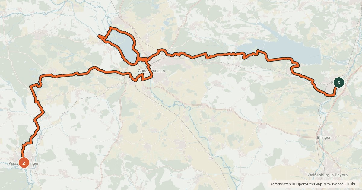 Kartenübersicht der Radroute Fränkischer WasserRadweg - Etappe 4