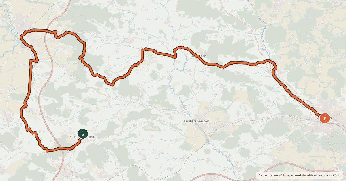 Kartenübersicht der Radroute Fränkischer WasserRadweg - Etappe 6