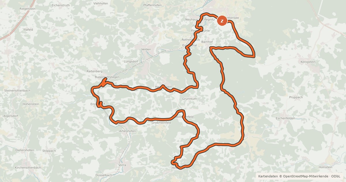 Kartenübersicht der Radroute Frankenalb 6