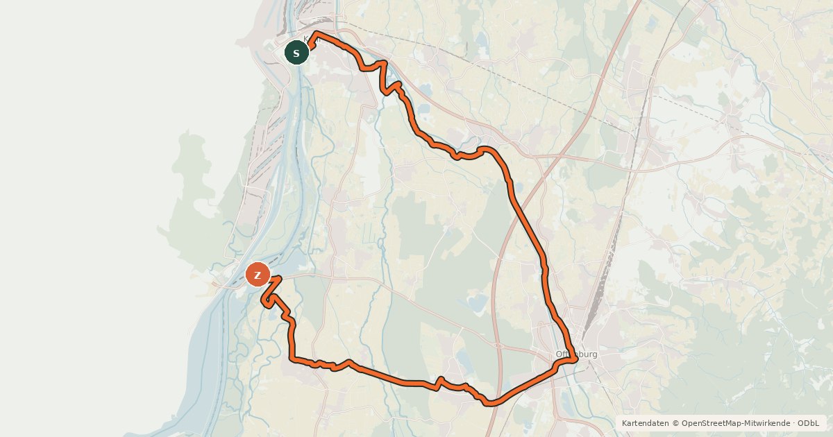 Kartenübersicht der Radroute FranziskanerTour