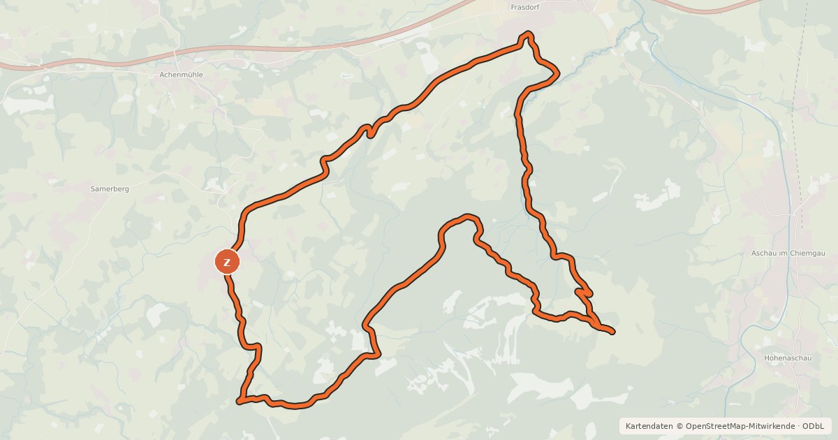 Kartenübersicht der Radroute Frasdorfer Hütte