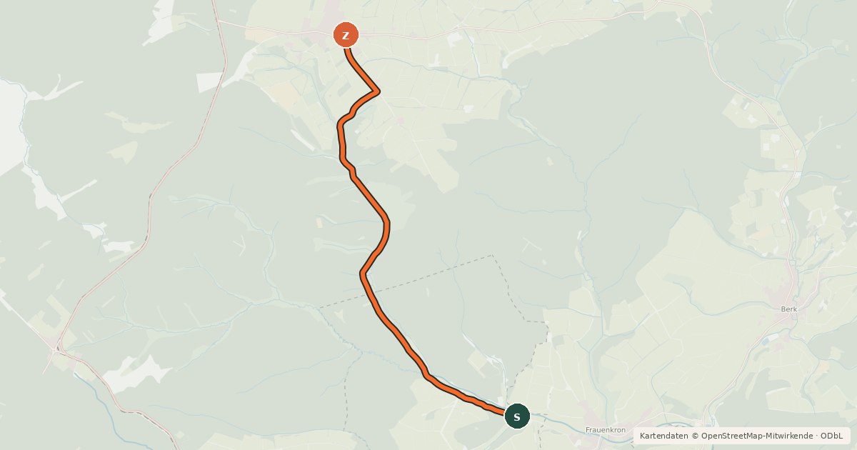 Kartenübersicht der Radroute Frauenkron (45) - Udenbreth (78)