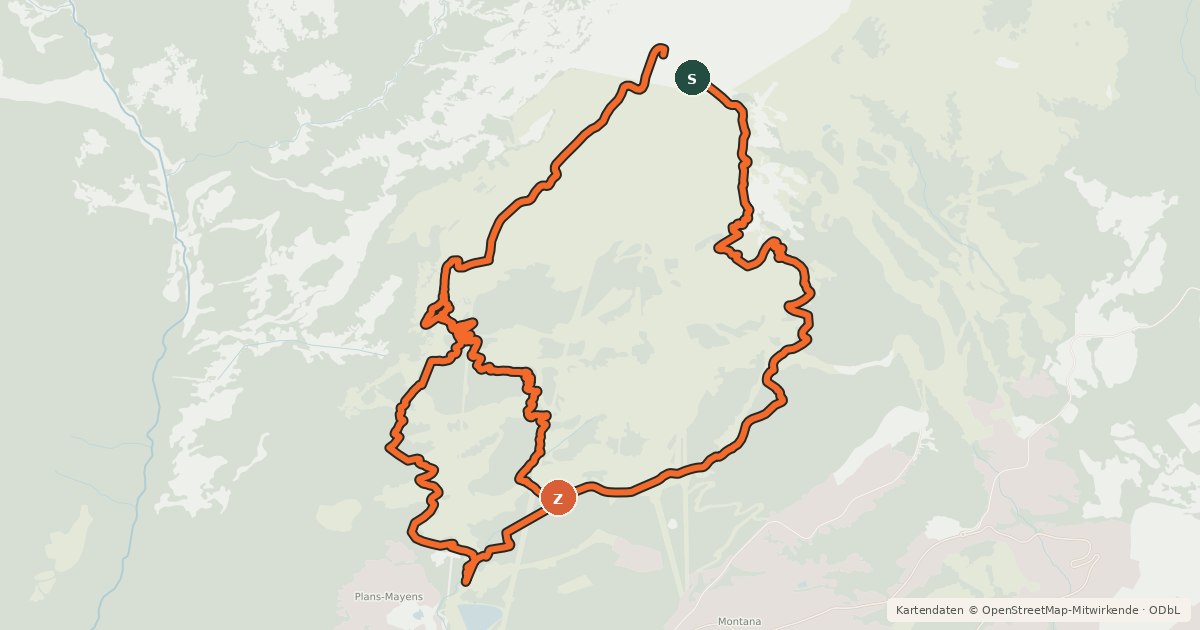 Kartenübersicht der Radroute Freeride Grand Montana