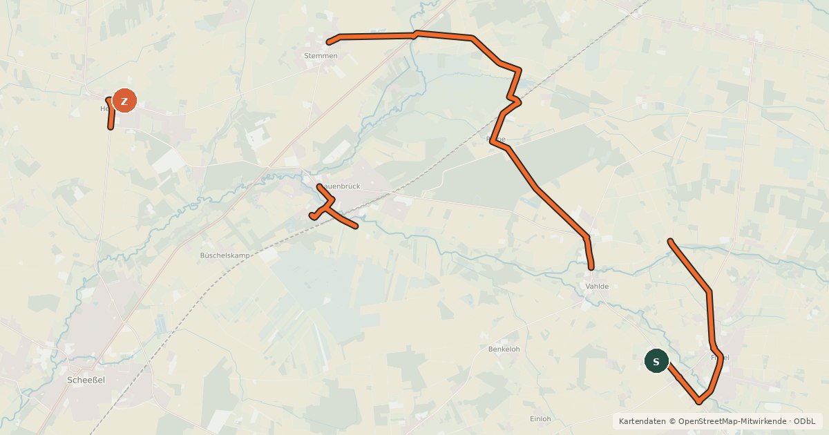 Kartenübersicht der Radroute Freudenthal-Route Radweg